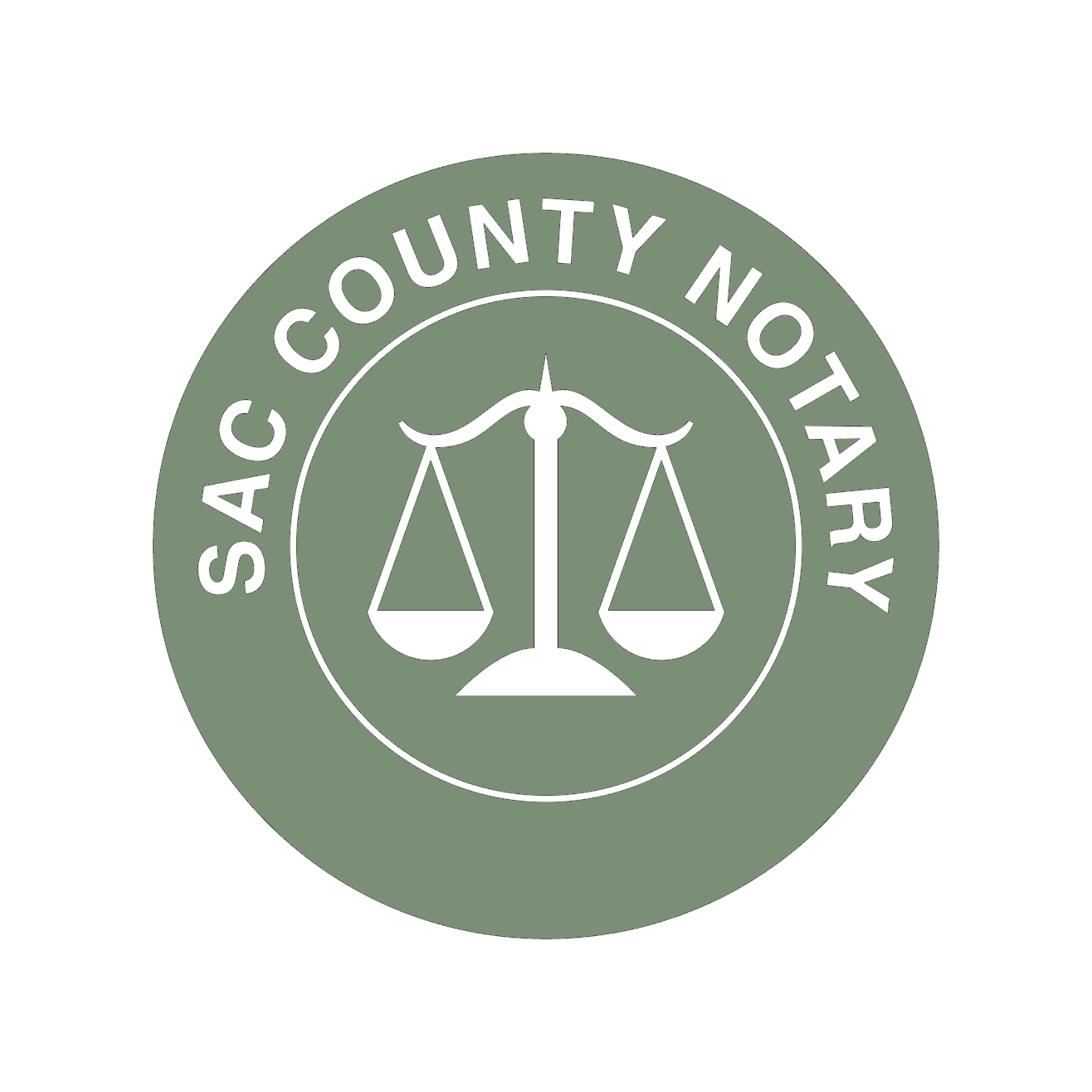 A green background with the words sac county notary in white.